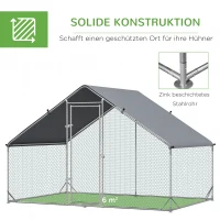 PawHut Kippenhok, Buitenren, Pluimveestal met Zonnescherm, Buitenverblijf voor 4-6 Kippen, Eenden Konijnen, 3 x 2 x 2 m(m-6)