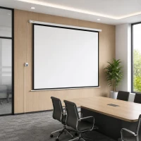 HOMCOM Écran de projection motorisé 96 pouces, 1:1 4K HD, fixation mural ou plafond avec télécommande, 195L x 8l x 182H cm(m-2)
