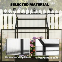 Outsunny 4 x 2ft Polycarbonate Greenhouse, Quick Setup, Lean-to Green House with 2 Hinged Doors, Top Vent, Black(m-7)