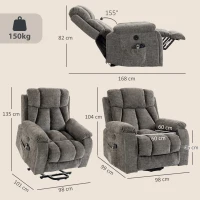 HOMCOM Relaxsessel Fernsehsessel mit Aufstehhilfe, Massage & Wärme, Seniorensessel mit breiter, tiefer Sitzfläche, USB-Anschluss(m-3)