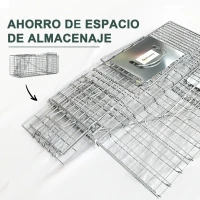 Outsunny Trampa para Animales Vivos Plegable 66x24x30,5 cm Jaula de Captura de Alambre con Puerta y Asa para Conejos Plata(m-7)