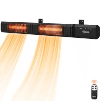 Outsunny Radiateur Infrarouge 3000W Mural IP65, Télécommande, Écran LED, Minuterie, 9 Niveaux, 102,4 x 10 x 5,5 cm, Noir(m-19)