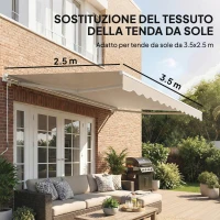Outsunny Telo di Ricambio per Tenda Parasole Retrattile in Poliestere UV 50+, 3.5x2.5 m, Bianco Crema(m-3)