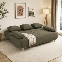 HOMCOM Slaapbank met verstelbare rugleuning, bedfunctie, verborgen opbergruimte en cordbekleding, donkergroen(m-8)