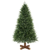 HOMCOM 6ft Artificial Christmas Tree, Hinged Xmas Tree with Realistic 751 PE & PVC Branch Tips, Fir Wood Base, Green(m-15)