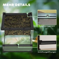 PawHut Glas-Terrarium für Reptilien, erhöhter & wasserdichter Boden, Knopfschloss(m-9)