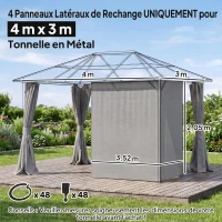 Outsunny 4 parois latérales pour pavillon de jardin tonnelle rigide 300 x 400 cm protéger de la pluie vent soleil gris(m-3)