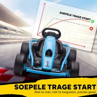 HOMCOM Elektrische Go-kart voor Kinderen, Driftfunctie, Claxon, Muziek, Veiligheidsgordel, Soft-Start, Blauw/Zwart(m-7)