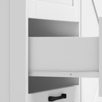 HOMCOM Sideboard Cabinet with Power Outlet, Farmhouse Kitchen Cabinet with 3 Drawers and Open Shelf, White(m-12)