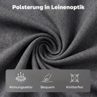 HOMCOM Bedframe 140 x 200 cm met verstelbaar hoofdbord, gestoffeerd bed in linnenlook met 12 latten(m-5)