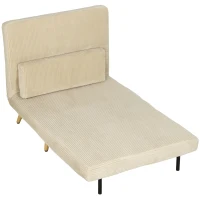 HOMCOM Schlafsessel 3-in-1, ausklappbarer Sessel aus Cord mit Schlaffunktion verstellbare Rückenlehne, Kissen, Beige(m-11)
