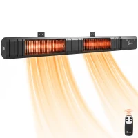 Outsunny Radiateur Infrarouge 3000W Mural IP65, Télécommande, Écran LED, Minuterie, 9 Niveaux, 102,4 x 10 x 5,5 cm, Noir(m-18)