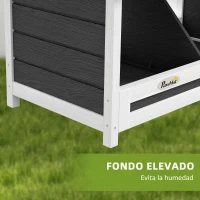 PawHut Ponedero para Gallinas de Madera Caja Nido para 2 Gallinas con 2 Departamentos y Techo Asfáltico Gris(m-7)