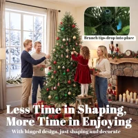 HOMCOM 7ft Artificial Christmas Tree, Hinged Xmas Tree with Realistic 1071 PE & PVC Branch Tips, Fir Wood Base, Green(m-6)