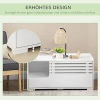 PawHut kattenkast met 2 schappen, 2-in-1 design, magneetdeur, MDF, wit(m-7)