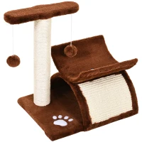 PawHut Árbol Rascador para Gatos Pequeños Torre para Gatos con Poste Giratorio con Bolas de Juego Plataforma 40x30x43 cm Marrón(m-1)