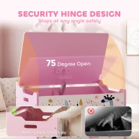 AIYAPLAY Storage Chest, Wooden Toy Chest with Lid, Flip-Top, Security Hinges and Anti-Pinch Design for Kids, Pink(m-6)