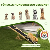PawHut Hundewippe für Agility Training, rutschfest, bis 50 kg belastbar, 180 x 30 x 30 cm(m-8)
