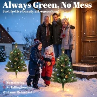 HOMCOM 60 cm Prelit Christmas Tree, 2 Packs Artificial Christmas Trees with 60 Colourful LED Lights, 130 Tips, Green(m-4)