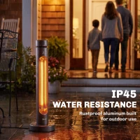 Outsunny 2000 W Electric Infrared Patio Heater, Free Standing Oscillating Outdoor Garden Heater with Knob/Remote Control, Black(m-7)
