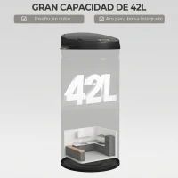 HOMCOM Cubo de Basura Cocina Automático 42 L Sensor Infrarrojo Cierre Automático Antihuellas Acero Inoxidable Negro(m-5)
