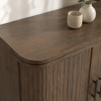 HOMCOM Sideboard Buffet Cabinet, Storage Cabinet with 2 Curved Doors, Adjustable Shelf and Legs for Dining Room, Dark Walnut(m-12)