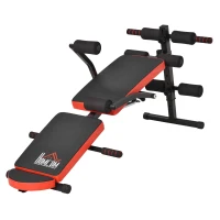 HOMCOM Banco de Abdominales Plegable Ajustable en Altura Banco de Sentadillas con Soporte para Piernas Regulable para Entrenamiento en Hogar Oficina 148x58x52-65 cm Negro(m-1)