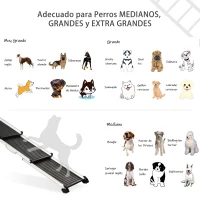 PawHut Rampa para Mascotas Plegable de Aleación de Aluminio con Superficie Antideslizante Rieles Laterales y Asa Fácil Transporte Carga Máx. 100 kg 159x42x11,5 cm Negro(m-8)