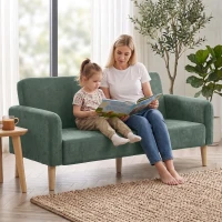 HOMCOM 2 Seater Sofa, Velvet Small Couch with 20cm Thick Padding, Wide and Deep Seat, Dark Green(m-8)