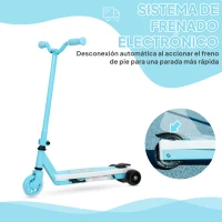 AIYAPLAY Patinete Eléctrico para Niños de 4 a 7 Años con Luces Ruedas Auxiliares y Freno de Pie Velocidad Máxima de 6 km/h Azul(m-7)