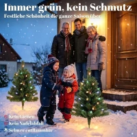 HOMCOM Verlichte kunstkerstboom 60 cm, set van 2, met 60 meerkleurige ledlampjes, 130 takpunten, groen(m-4)