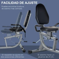HOMCOM Bicicleta Estática con Respaldo 8 Niveles de Resistencia Magnética Longitud Ajustable Pantalla LCD para Casa Gris(m-6)