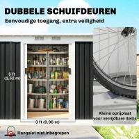 Outsunny Tuinschuur met schuifdeur grijs(m-5)