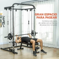 SPORTNOW Máquina Multifunción de Musculación con Soporte para Sentadillas y Barra para Pesas para Entrenamiento Fitness Negro(m-8)