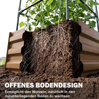 Outsunny Hochbeet mit Rankgitter Pflankasten mit Rankhilfe, offener Boden, wetterbeständig, 61 cm x 61 cm x 140 cm, Braun(m-5)