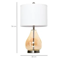 HOMCOM Juego de 2 Lámparas de Mesa Lámparas de Mesita de Noche con Casquillo de Lino E27 Máx. 40W para Salón Ø30x56 cm Blanco(m-3)