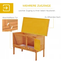 PawHut Konijnenhok konijnenkooi haas kleine dierenhok konijnenstal hout 90 x 45 x 65 cm(m-5)