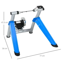 HOMCOM Entrenador de Bicicleta Rodillo para Bicicleta Plegable Portátil con Resistencia Magnética Ajustable de 8 Niveles para Ruedas de 650C, 700C o 26" - 29" 77x56x47,5 cm Azul(m-3)