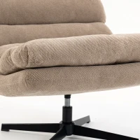 HOMCOM Fauteuil de Salon avec Repose-Pied Réglable, Rotation 360°, Fauteuil d'Appoint Capitonné en Lin, Assise Large, Marron(m-12)