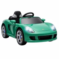 AIYAPLAY Auto Elettrica Bambini Porsche Carrera GT 12V con Telecomando, 2 Motori, Sospensioni e Porte Apribili, Verde(m-1)