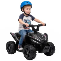 AIYAPLAY Kinder Quad Elektro 6V Kinderquad mit Lithium-Akku Vorwärtsfunktion Lenkerknopf-Steuerung 1,5-2 Jahre Schwarz(m-12)