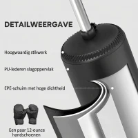 HOMCOM Staande bokszak met speedball, reflexstang, in hoogte verstelbaar, voor volwassenen, 155-205cm, zwart(m-5)