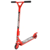 HOMCOM Stunt Scooter Kick Trick Freestyle Scooter Patinete de Acrobacia Patinete Clásico Barra Fija Giratorio 360° Carga 100kg 65,5x50x79 cm Aluminio(m-10)