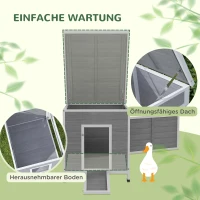 PawHut Eendenstal, Eendenhuis met Zijdeur, Ventilatiegaten, Pluimveestal Kippenhuis van Dennenhout, Ganzestal, Kippenstal met Waterdicht Asfaltdak, 63 x 82 x 76 cm, Lichtgrijs(m-4)