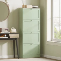 HOMCOM Mueble zapatero 24 pares, armario zapatero con 4 cajones abatibles, estantes ajustables, 60x23,5x153cm, verde(m-4)