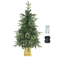 HOMCOM Kunstkerstboom 120 cm met 110 leds, 147 takpunten, 2 lichtkleuren en afstandsbediening(m-15)