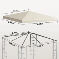 Outsunny 3 x 3(m) Gazebo Frame Replacement - Cream(m-3)
