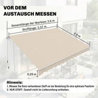 Outsunny Ersatzstoff für Markise – Sonnenschutzdach UPF 50+ für 3,5 x 2,5 m Rahmen, Cremeweiß(m-3)