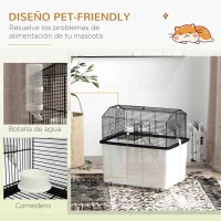 PawHut Jaula para Hámster con Fondo Profundo Plataforma Cuenco Bebedero Rampa y Ruedas 57x43x57 cm Negro(m-6)