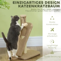 PawHut Krabpaal met Krabblad, Speelbal, Noppenstructuur/Sisal, 54 cm, Lichtbruin(m-4)